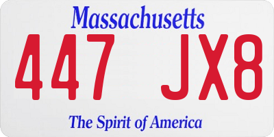 MA license plate 447JX8