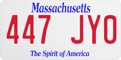 MA license plate 447JY0