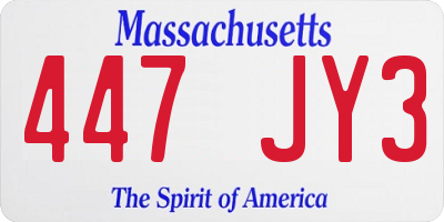 MA license plate 447JY3