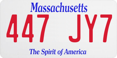 MA license plate 447JY7