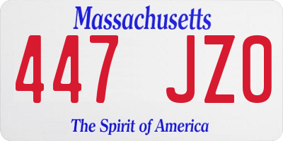 MA license plate 447JZ0