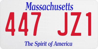 MA license plate 447JZ1