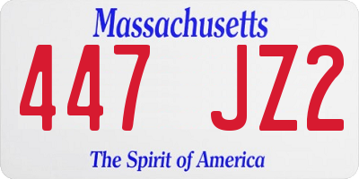 MA license plate 447JZ2