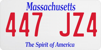 MA license plate 447JZ4