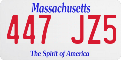 MA license plate 447JZ5