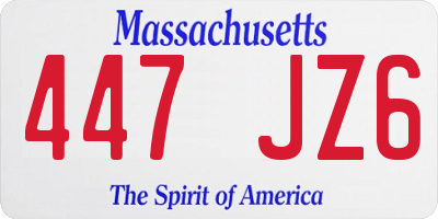 MA license plate 447JZ6