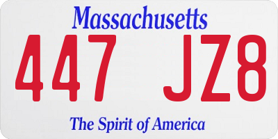 MA license plate 447JZ8