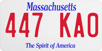 MA license plate 447KA0