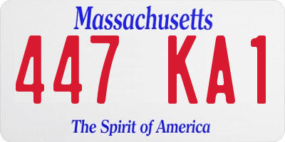 MA license plate 447KA1