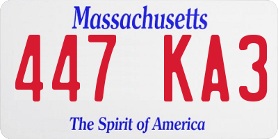 MA license plate 447KA3