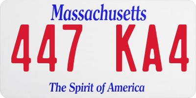 MA license plate 447KA4