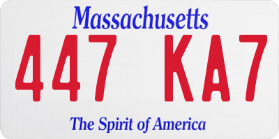 MA license plate 447KA7