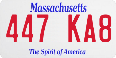 MA license plate 447KA8