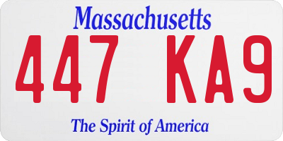 MA license plate 447KA9
