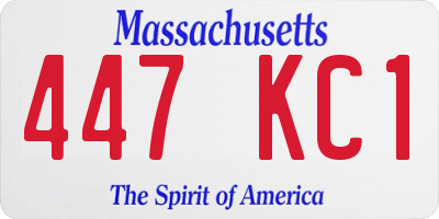 MA license plate 447KC1