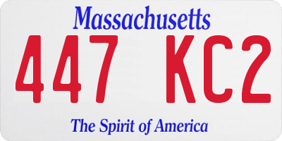 MA license plate 447KC2