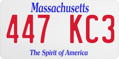 MA license plate 447KC3