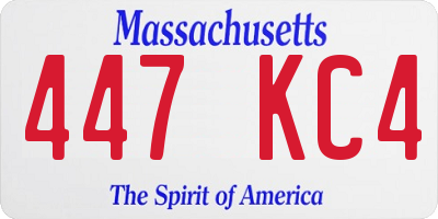 MA license plate 447KC4