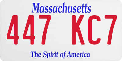 MA license plate 447KC7