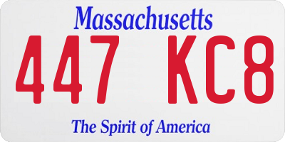 MA license plate 447KC8