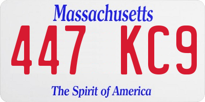 MA license plate 447KC9