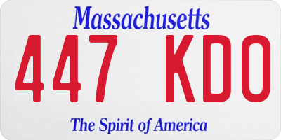 MA license plate 447KD0