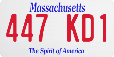MA license plate 447KD1