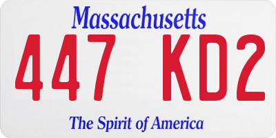 MA license plate 447KD2