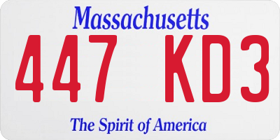 MA license plate 447KD3