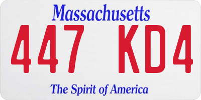 MA license plate 447KD4