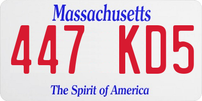 MA license plate 447KD5