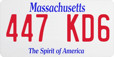 MA license plate 447KD6