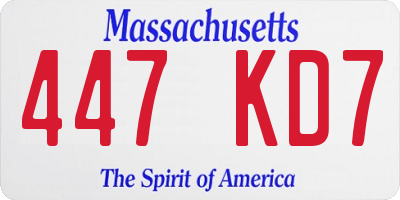 MA license plate 447KD7