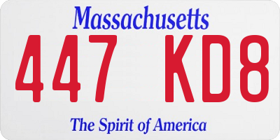 MA license plate 447KD8