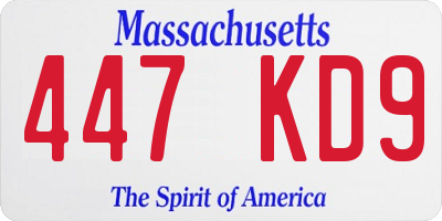MA license plate 447KD9