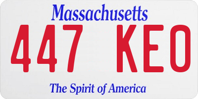 MA license plate 447KE0