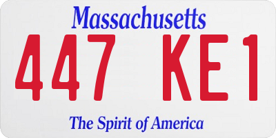 MA license plate 447KE1