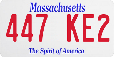MA license plate 447KE2