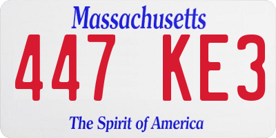 MA license plate 447KE3