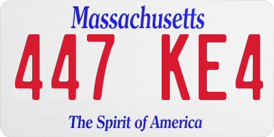 MA license plate 447KE4