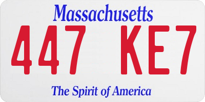 MA license plate 447KE7
