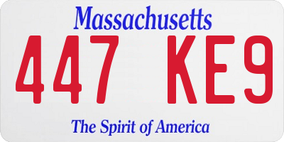 MA license plate 447KE9