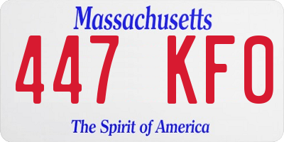 MA license plate 447KF0