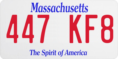 MA license plate 447KF8