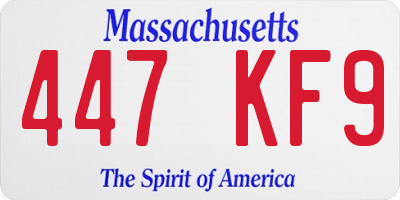MA license plate 447KF9