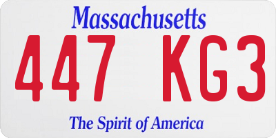 MA license plate 447KG3