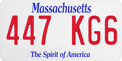 MA license plate 447KG6