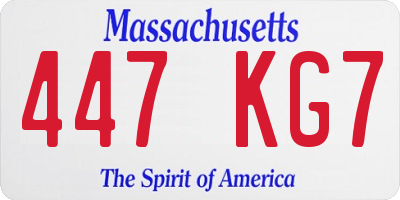 MA license plate 447KG7