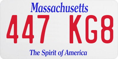 MA license plate 447KG8