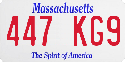 MA license plate 447KG9